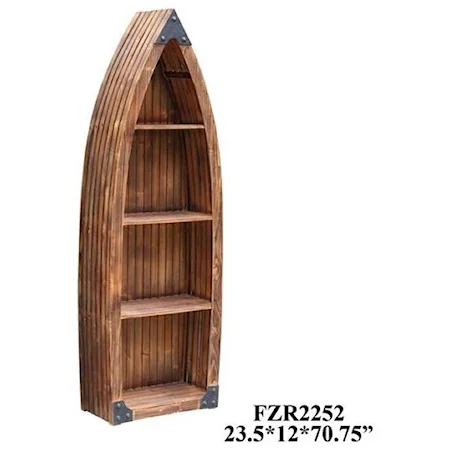 Mountain View Rustic Wood Canoe 3 Shelf Bookcase